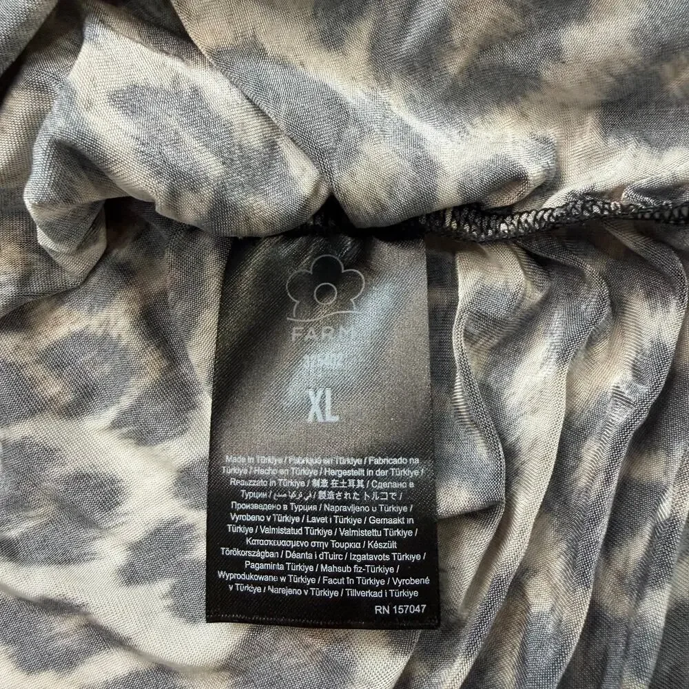 Farm Rio Mock Neck Ruched Leopard Print Stretch Jersey Top Women’s XL NWT - Picture 6 of 13
